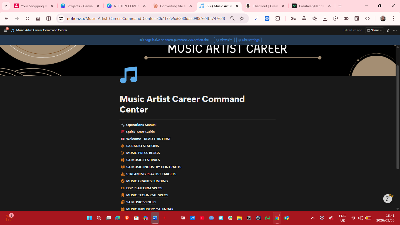 Music Artist Career Command Center screenshot 2